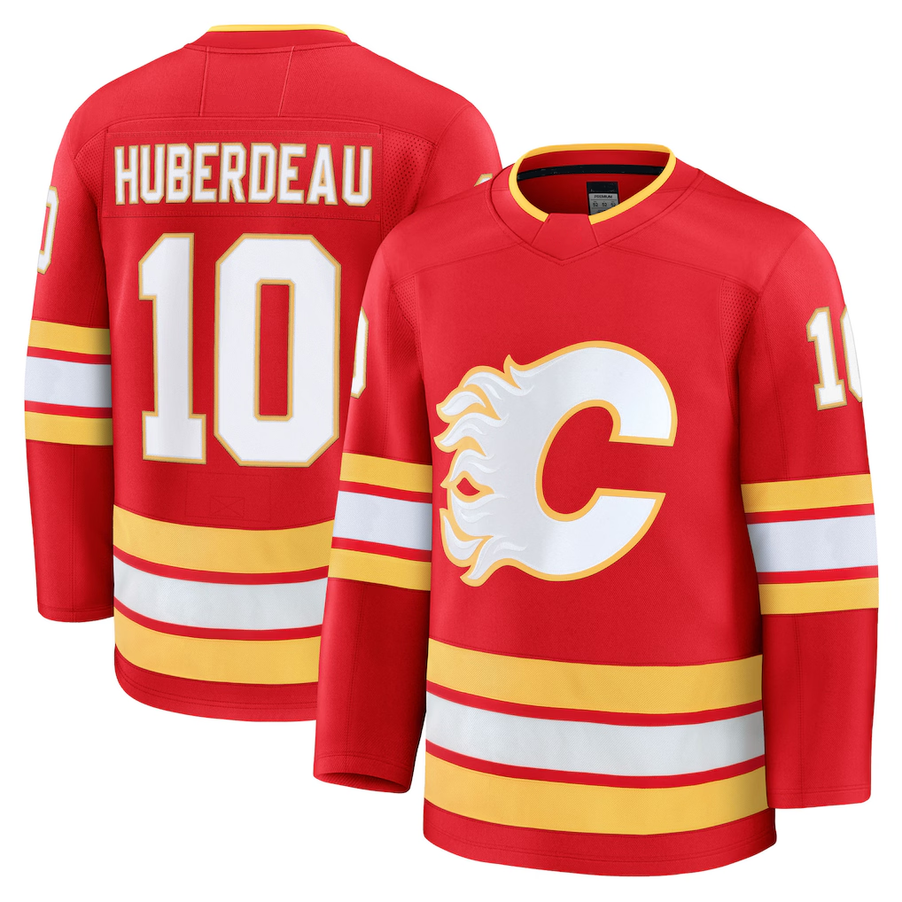 Elroe C.Flames #10 Jonathan Huberdeau Red Home Breakaway Player Jerseys