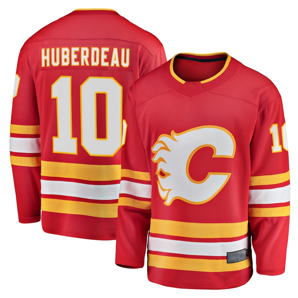 Elroe C.Flames #10 Jonathan Huberdeau Red Home Premium Jerseys