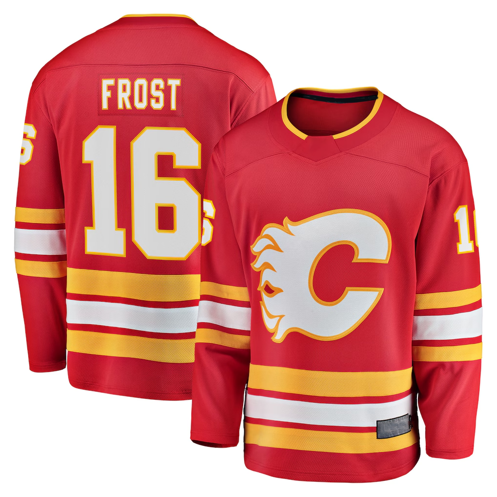 Elroe C.Flames #16 Morgan Frost Red Home Breakaway Jerseys