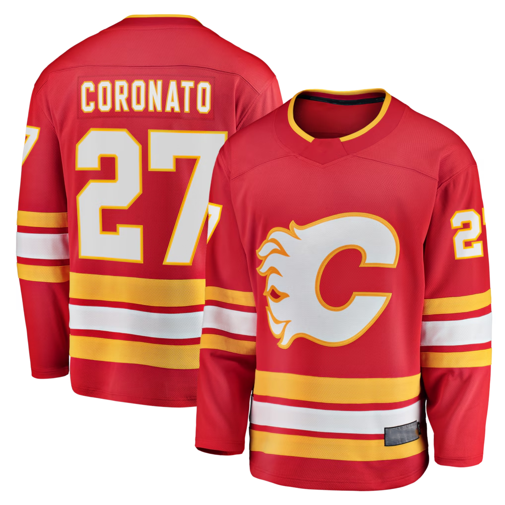 Elroe C.Flames #27 Matt Coronato Red Home Breakaway Jerseys