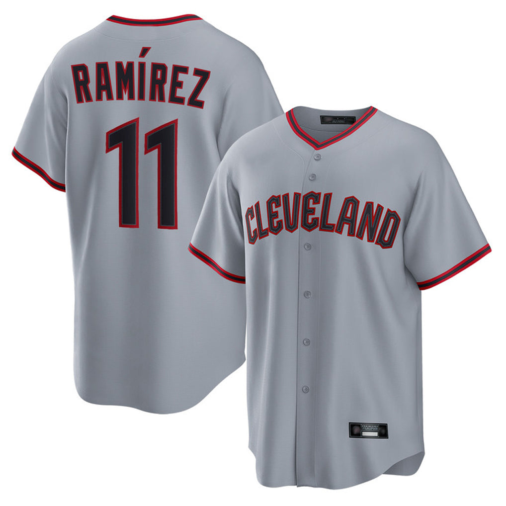 Elroe C.Guardians #11 Jose Ramirez Player Gray Home Game Stitched Jerseys