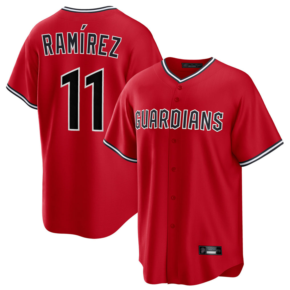Elroe C.Guardians #11 Jose Ramirez Player Red Home Game Stitched Jerseys