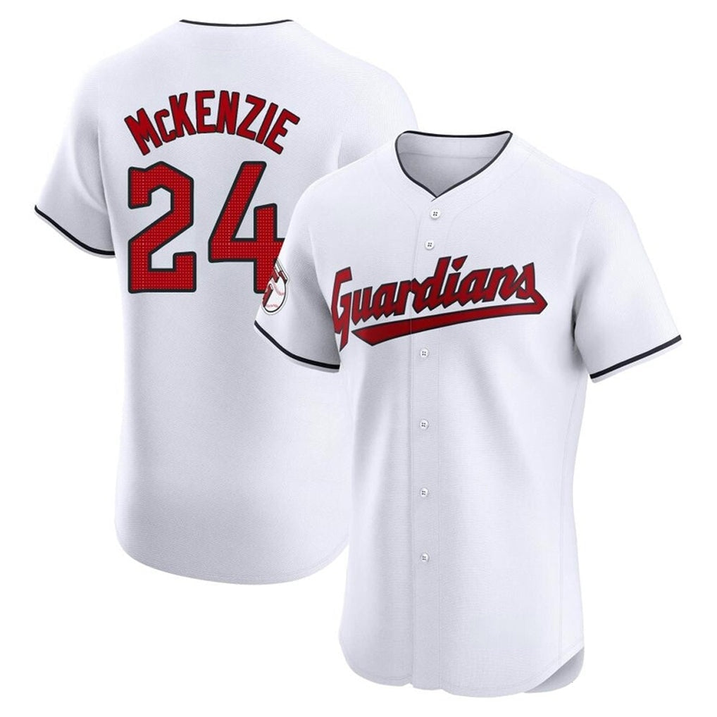 Elroe C.Guardians #24 Triston McKenzie Player White Limited Elite Home Stitched Jerseys