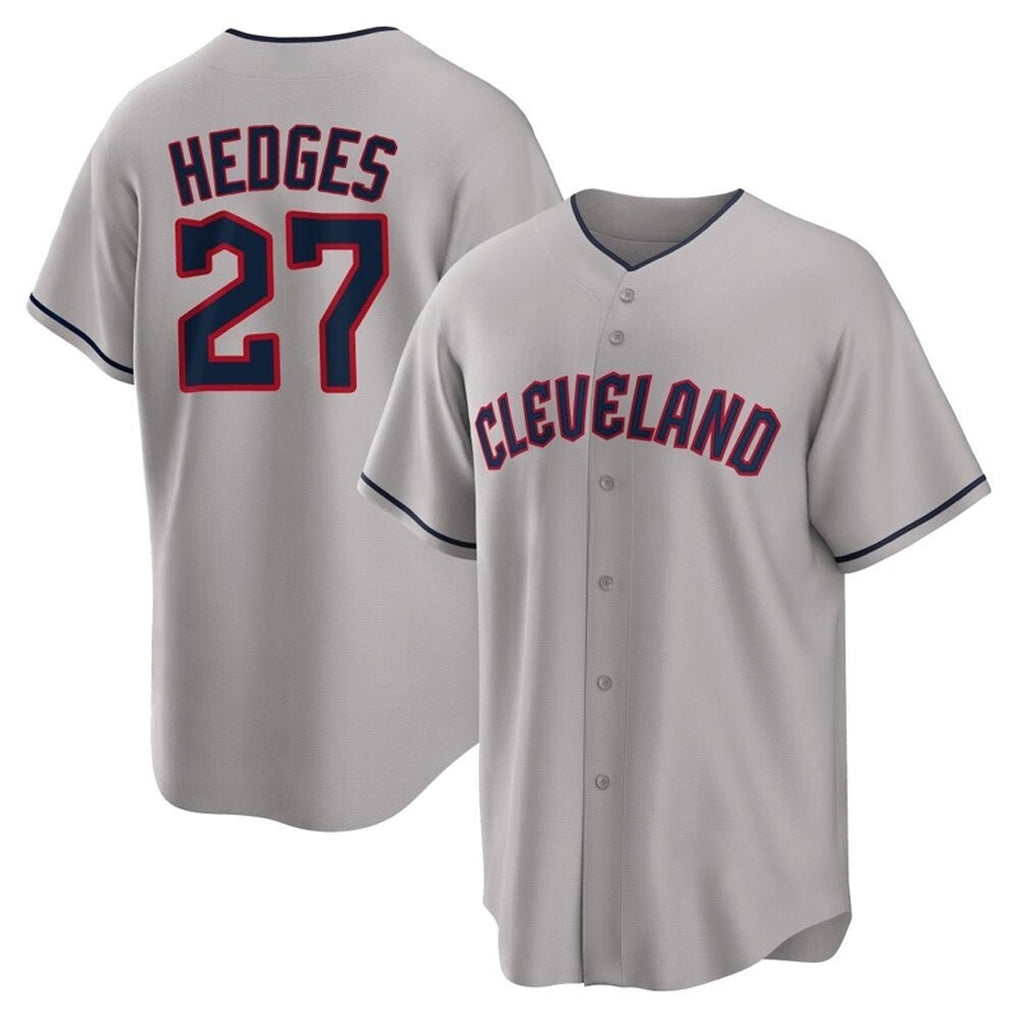 Elroe C.Guardians #27 Austin Hedges Player Gray Game Home Stitched Jerseys