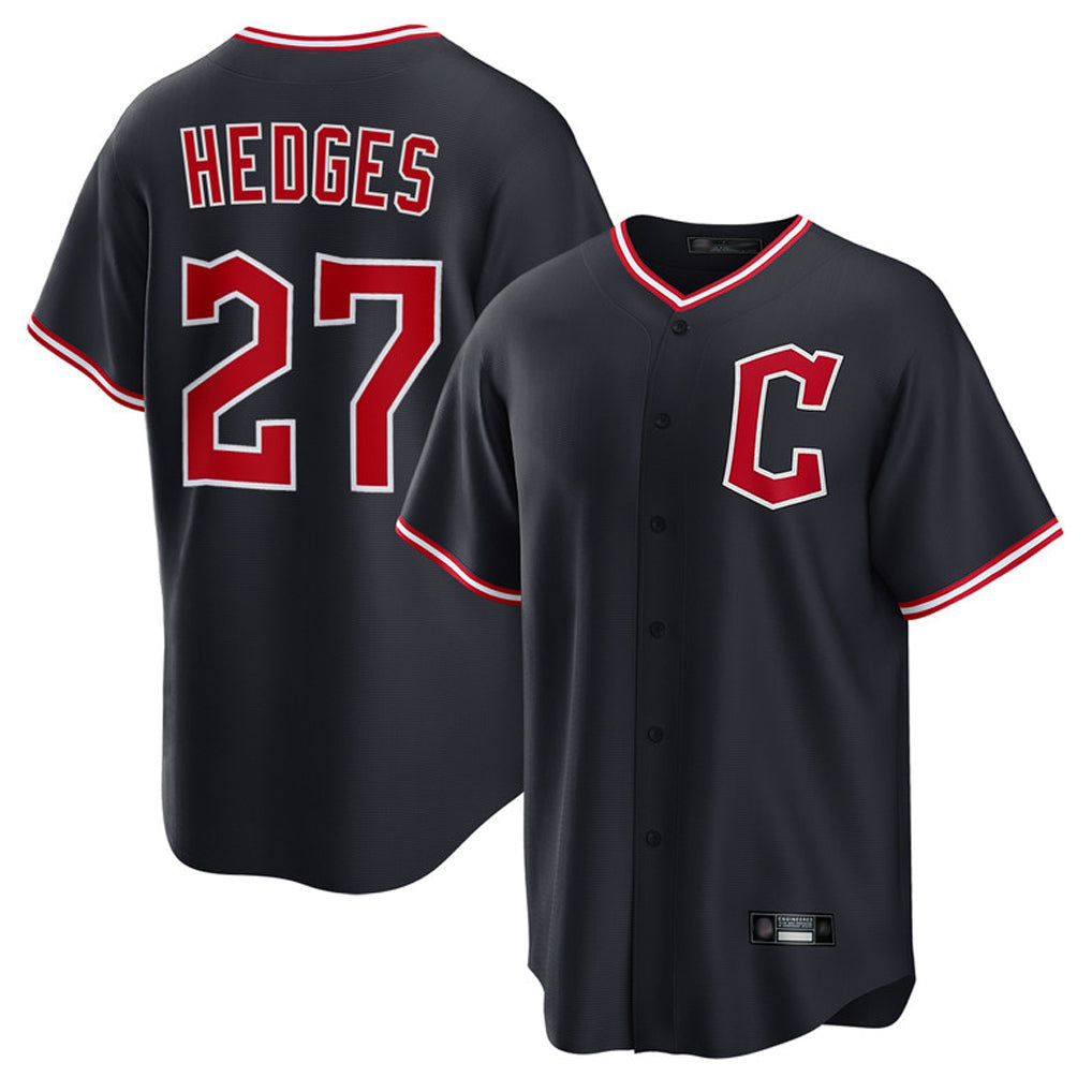 Elroe C.Guardians #27 Austin Hedges Player Navy Game Home Stitched Jerseys