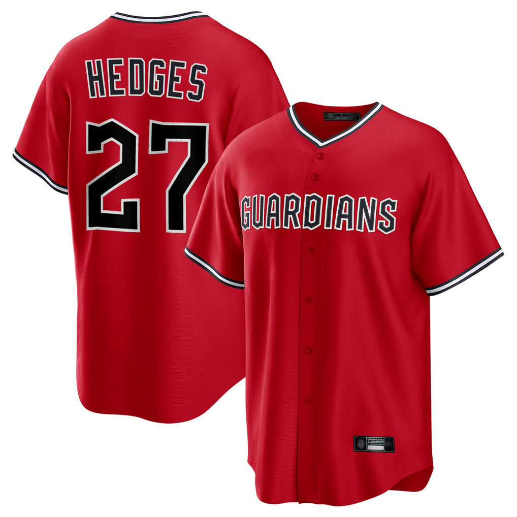 Elroe C.Guardians #27 Austin Hedges Player Red Home Game Stitched Jerseys