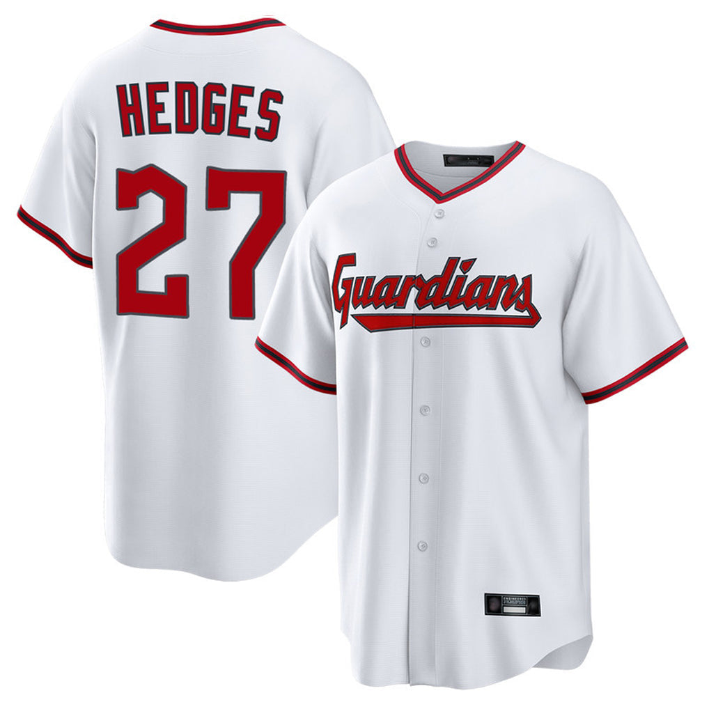 Elroe C.Guardians #27 Austin Hedges Player White Game Home Stitched Jerseys