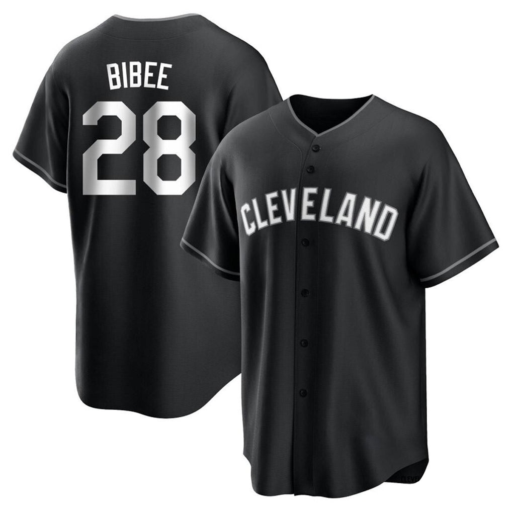 Elroe C.Guardians #28 Tanner Bibee Player Black Home Game Stitched Jerseys