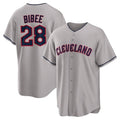 Elroe C.Guardians #28 Tanner Bibee Player Gray Game Home Stitched Jerseys
