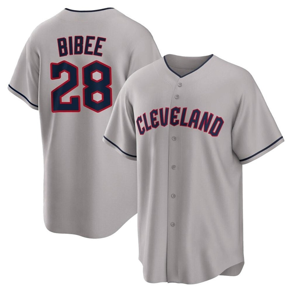 Elroe C.Guardians #28 Tanner Bibee Player Gray Game Home Stitched Jerseys