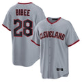 Elroe C.Guardians #28 Tanner Bibee Player Gray Home Game Stitched Jerseys