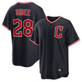 Elroe C.Guardians #28 Tanner Bibee Player Navy Home Game Stitched Jerseys