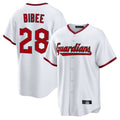 Elroe C.Guardians #28 Tanner Bibee Player White Game Home Stitched Jerseys