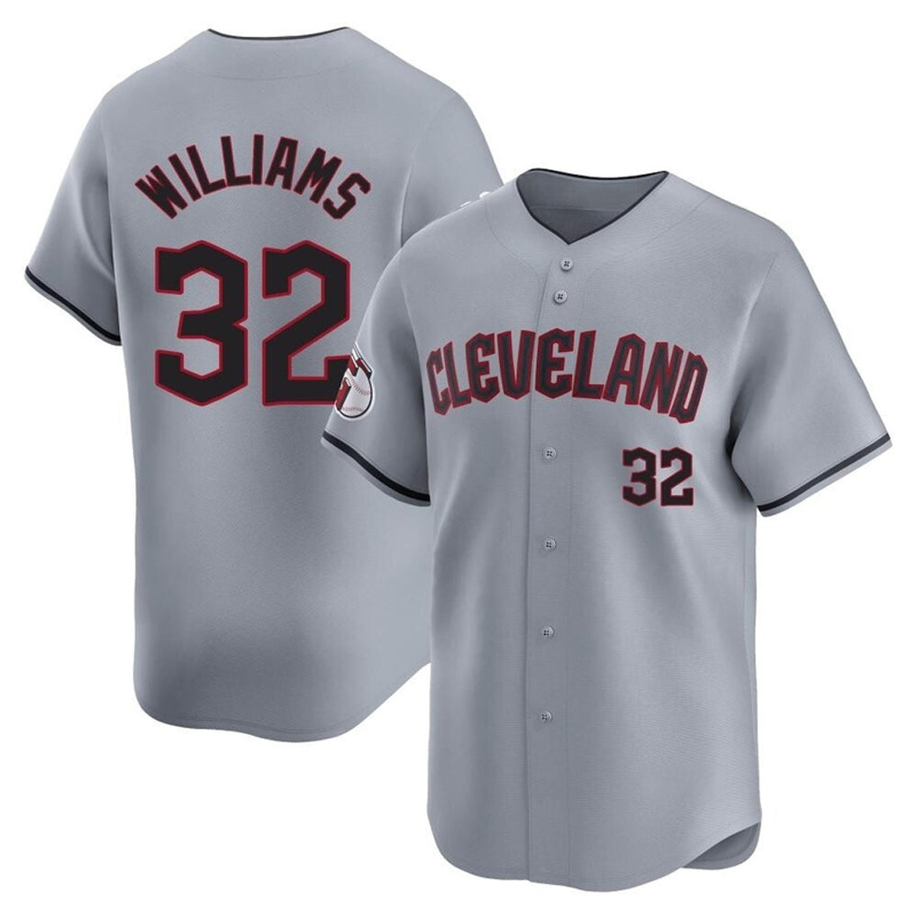 Elroe C.Guardians #32 Gavin Williams Player Gray Road Limited Home Game Stitched Jerseys