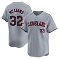 Elroe C.Guardians #32 Gavin Williams Player Gray Road Limited Home Game Stitched Jerseys