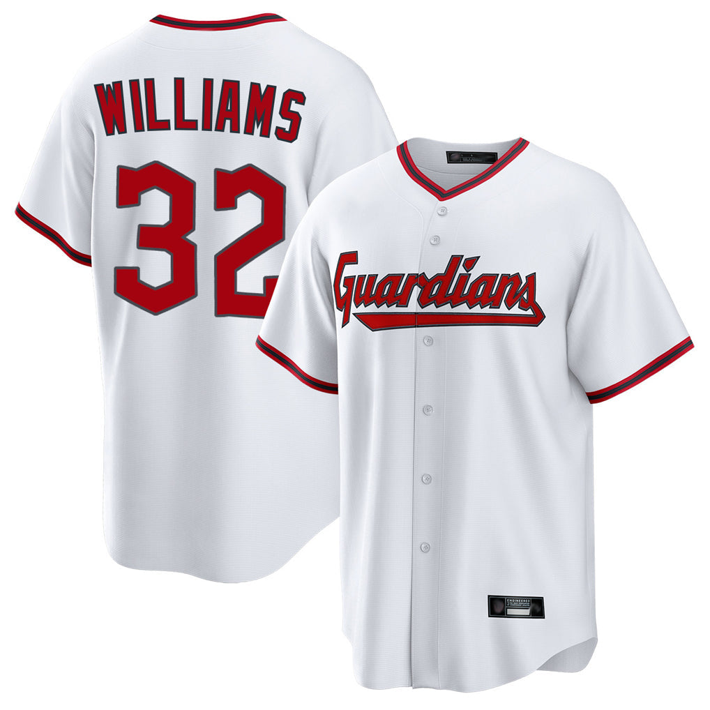 Elroe C.Guardians #32 Gavin Williams Player White Game Home Stitched Jerseys