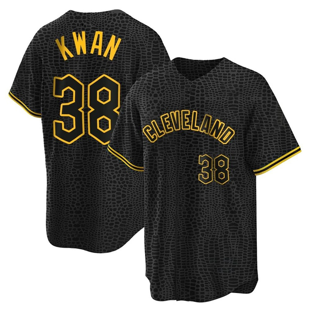 Elroe C.Guardians #38 Steven Kwan Player Black Snake Skin City Limited Elite Home Stitched Jerseys