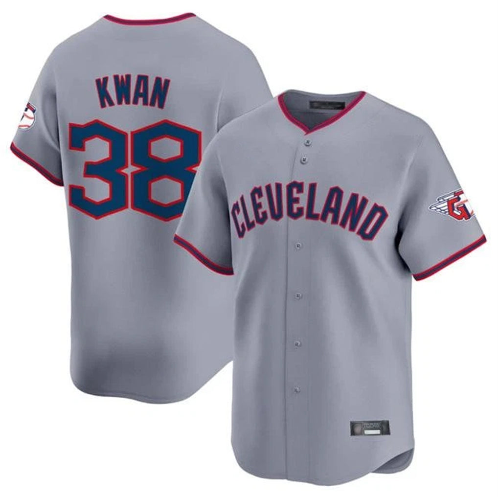 Elroe C.Guardians #38 Steven Kwan Player Gray Road Limited Home Game Stitched Jerseys