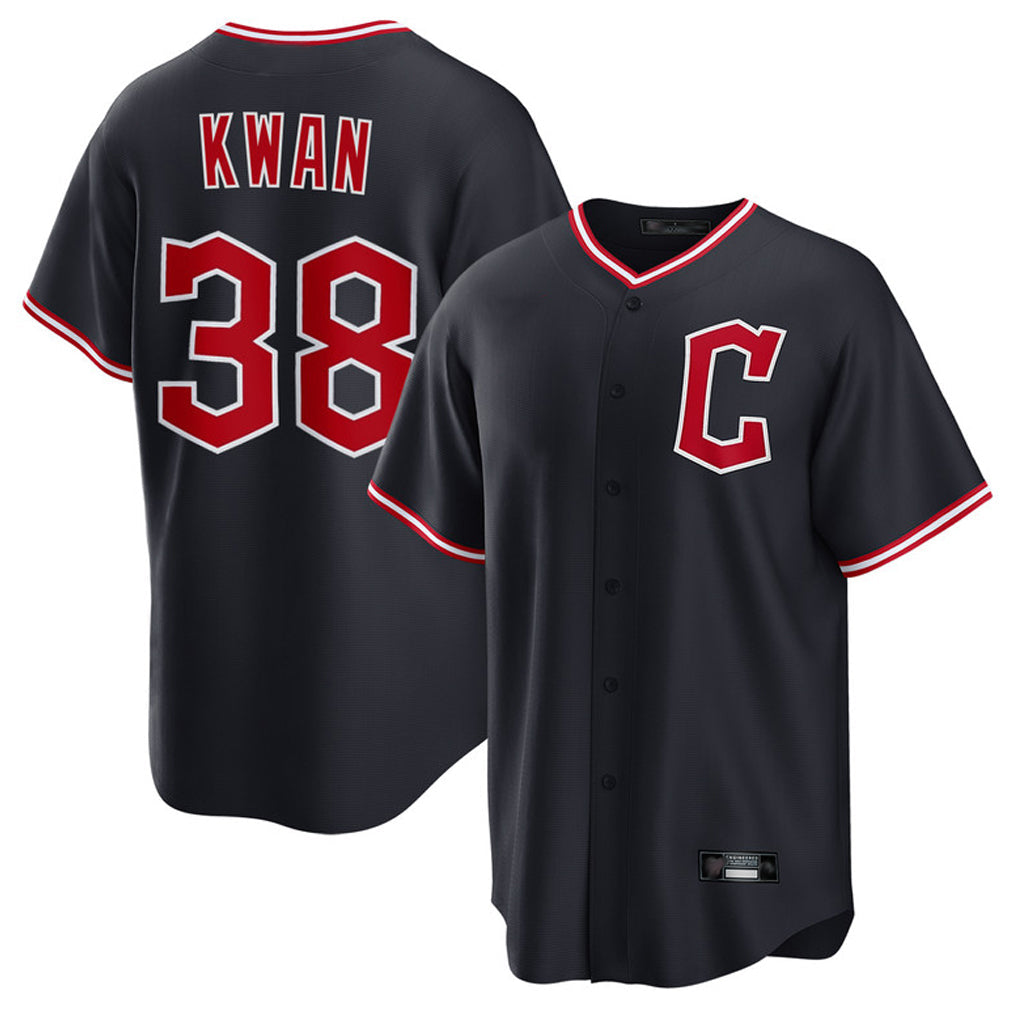 Elroe C.Guardians #38 Steven Kwan Player Navy Home Game Stitched Jerseys