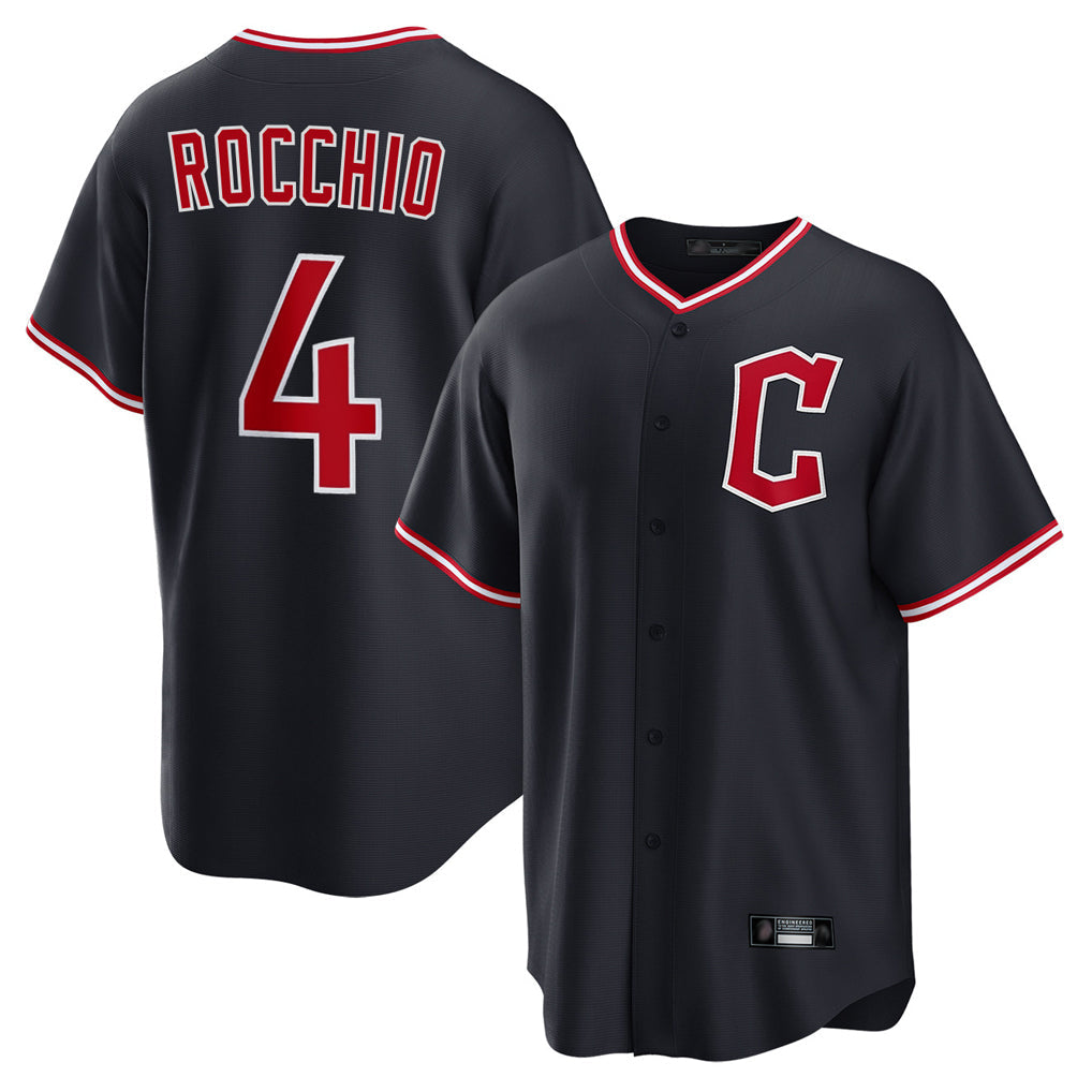 Elroe C.Guardians #4 Brayan Rocchio Player Navy Home Game Stitched Jerseys