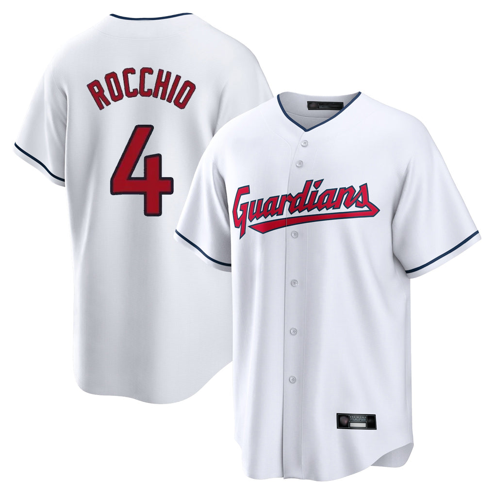Elroe C.Guardians #4 Brayan Rocchio Player White Home Game Stitched Jerseys