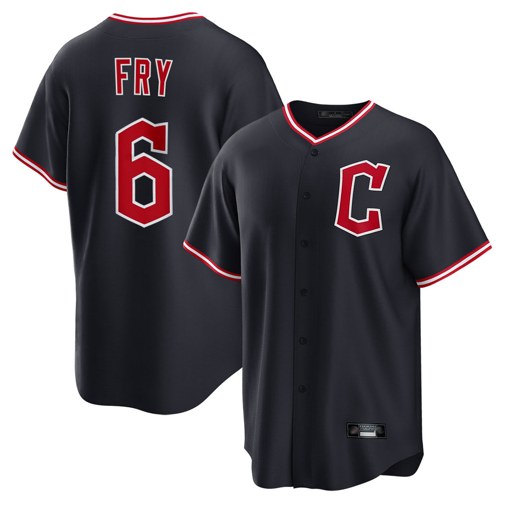 Elroe C.Guardians #6 David Fry Player Navy Home Game Stitched Jerseys