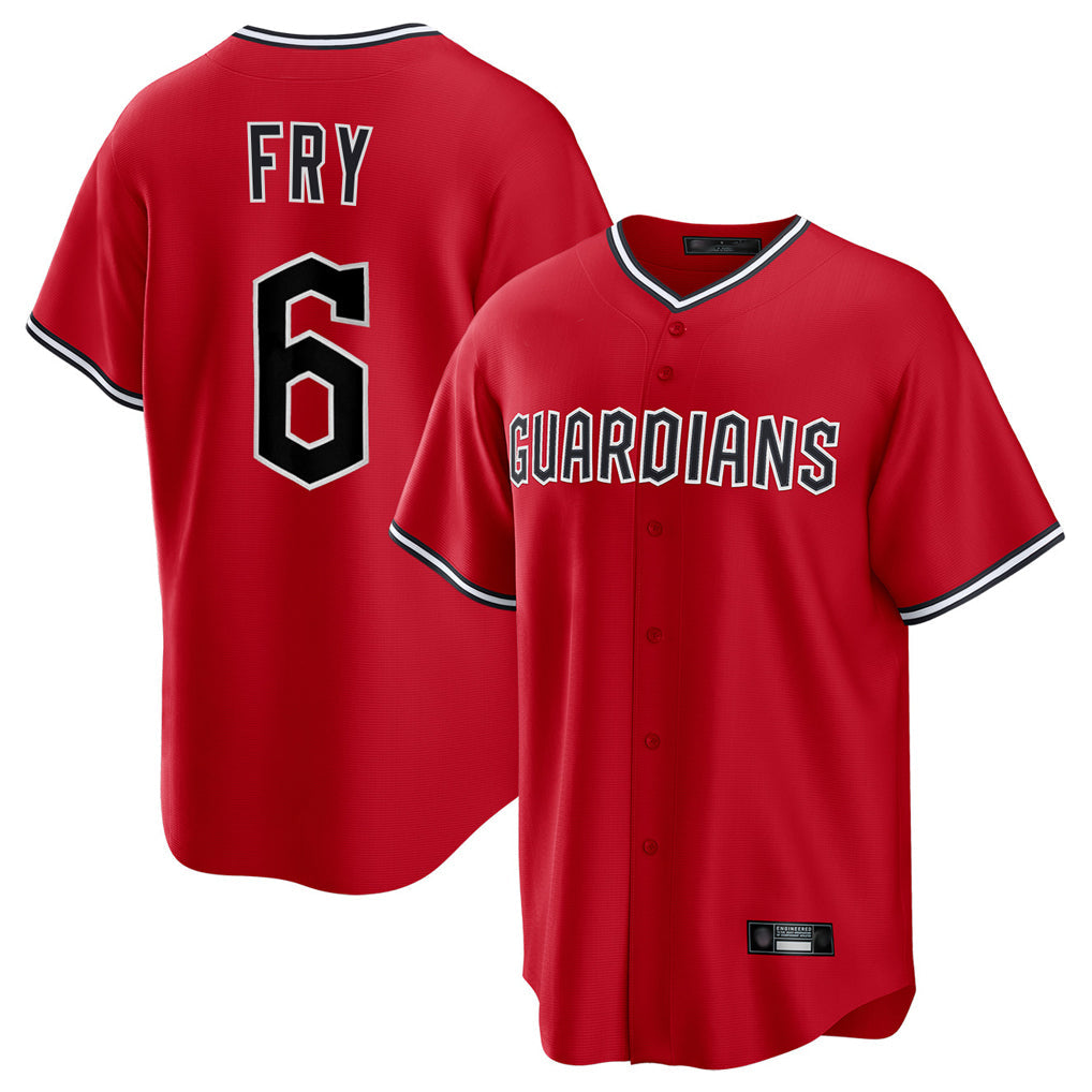 Elroe C.Guardians #6 David Fry Player Red Home Game Stitched Jerseys