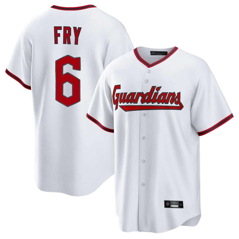Elroe C.Guardians #6 David Fry Player White Game Home Stitched Jerseys