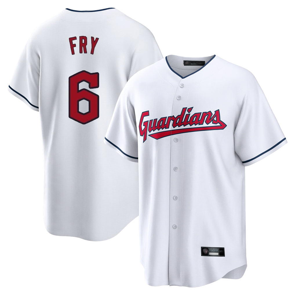 Elroe C.Guardians #6 David Fry Player White Home Game Stitched Jerseys