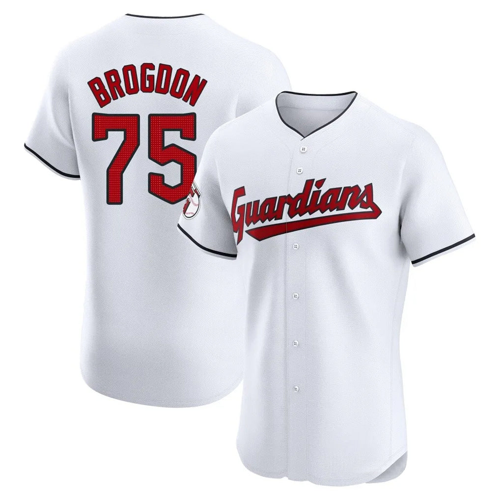 Elroe C.Guardians #75 Connor Brogdon Player White Limited Elite Home Stitched Jerseys
