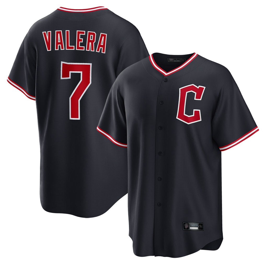 Elroe C.Guardians #7 George Valera Player Navy Home Game Stitched Jerseys