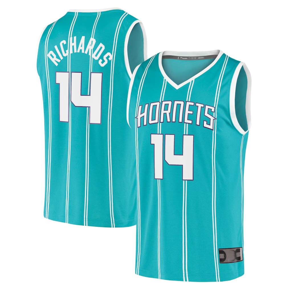 Elroe C.Hornets #14 Nick Richards  Teal Fast Break Replica Jerseys - Icon Edition