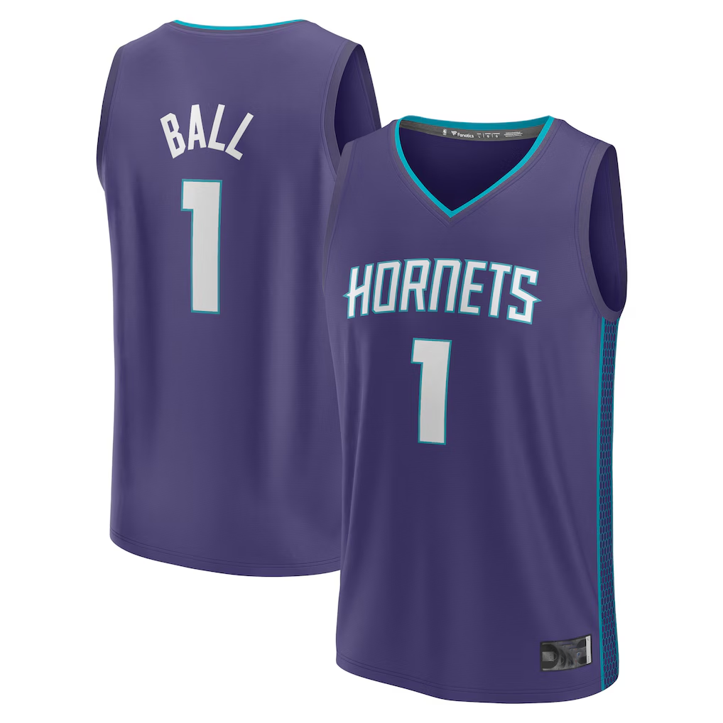 Elroe C.Hornets #1 LaMelo Ball  Purple Fast Break Replica Player Jerseys - Statement Edition