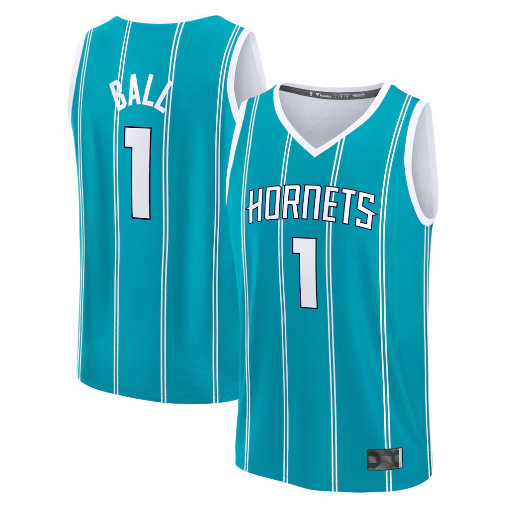 Elroe C.Hornets #1 LaMelo Ball  Teal Fast Break Replica Player Jerseys - Icon Edition