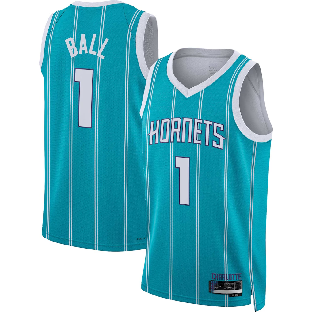 Elroe C.Hornets #1 LaMelo Ball  Teal Swingman Jerseys - Icon Edition