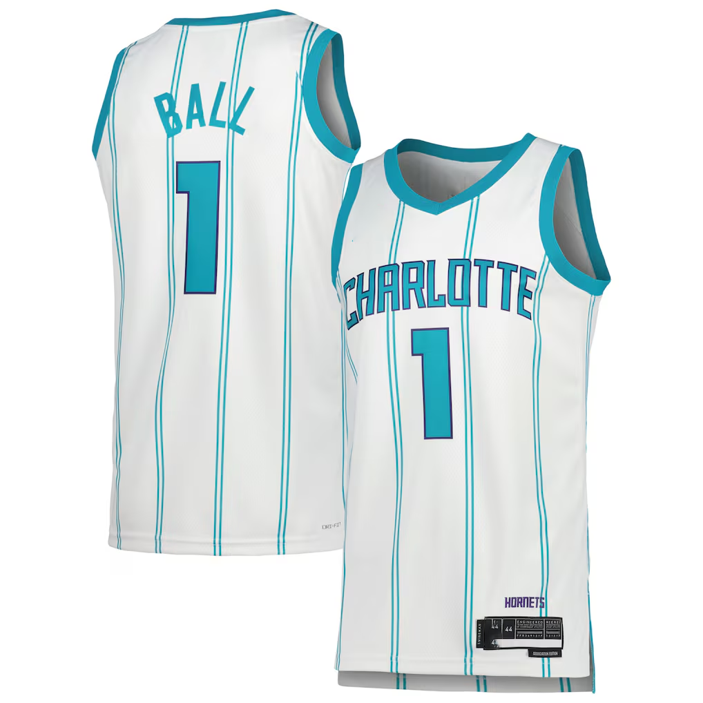 Elroe C.Hornets #1 LaMelo Ball  White Swingman Jerseys - Association Edition