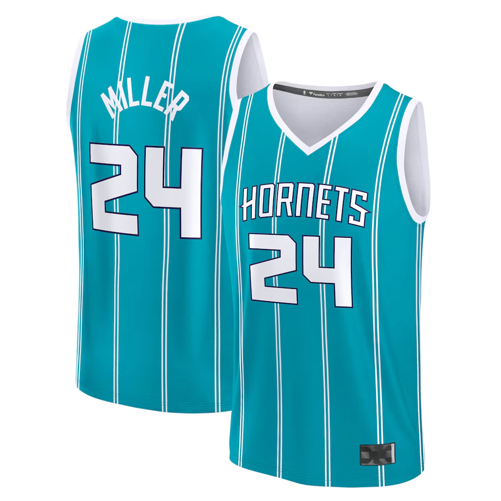 Elroe C.Hornets #24 Brandon Miller  Teal Fast Break Replica Jerseys - Icon Edition