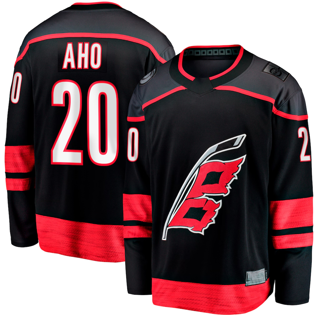 Elroe C.Hurricanes #20 Sebastian Aho Black Home Breakaway Stitched Jerseys