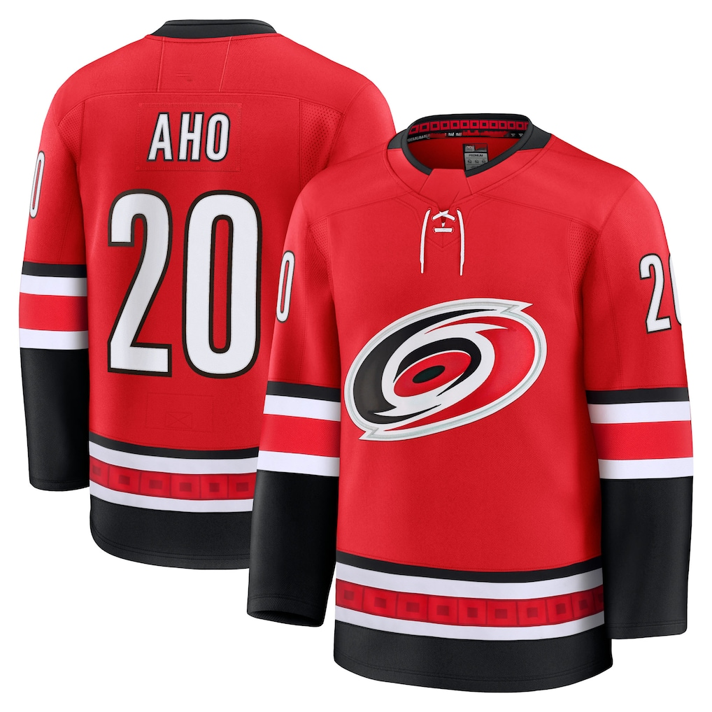 Elroe C.Hurricanes #20 Sebastian Aho Red Alternate Premium Stitched Jerseys