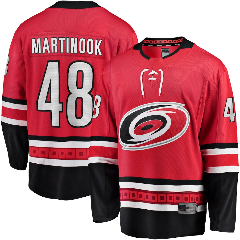 Elroe C.Hurricanes #48 Jordan Martinook Red Alternate Breakaway Player Stitched Jerseys