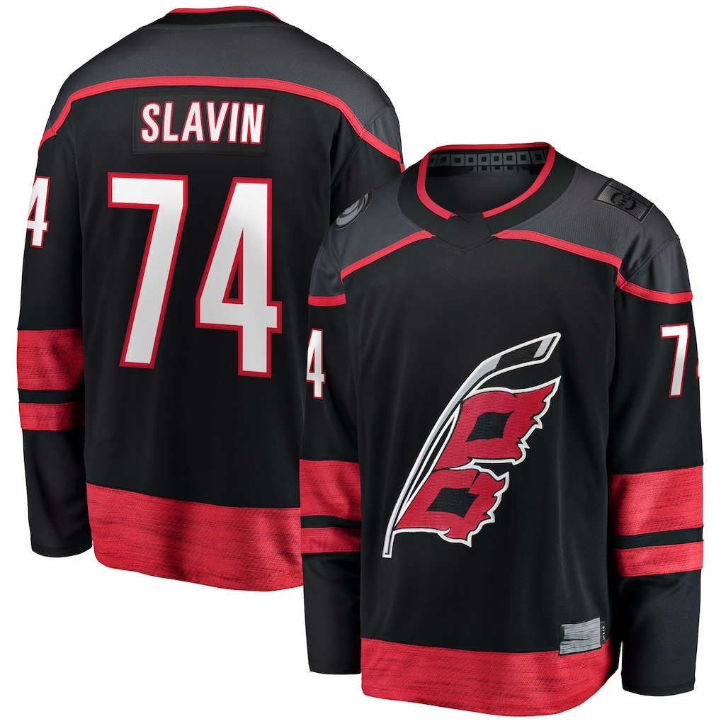 Elroe C.Hurricanes #74 Jaccob Slavin Black Home Breakaway Player Stitched Jerseys