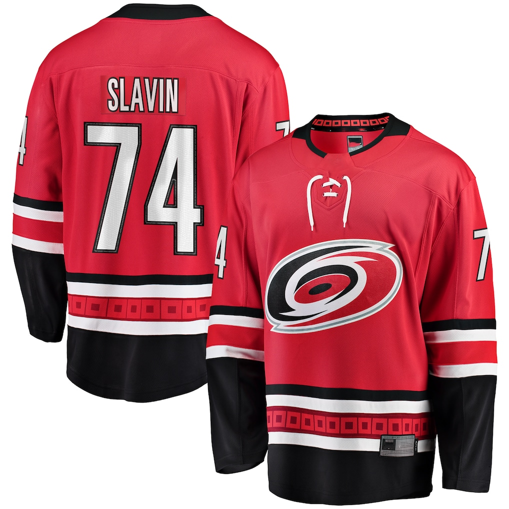 Elroe C.Hurricanes #74 Jaccob Slavin Red Alternate Breakaway Player Stitched Jerseys