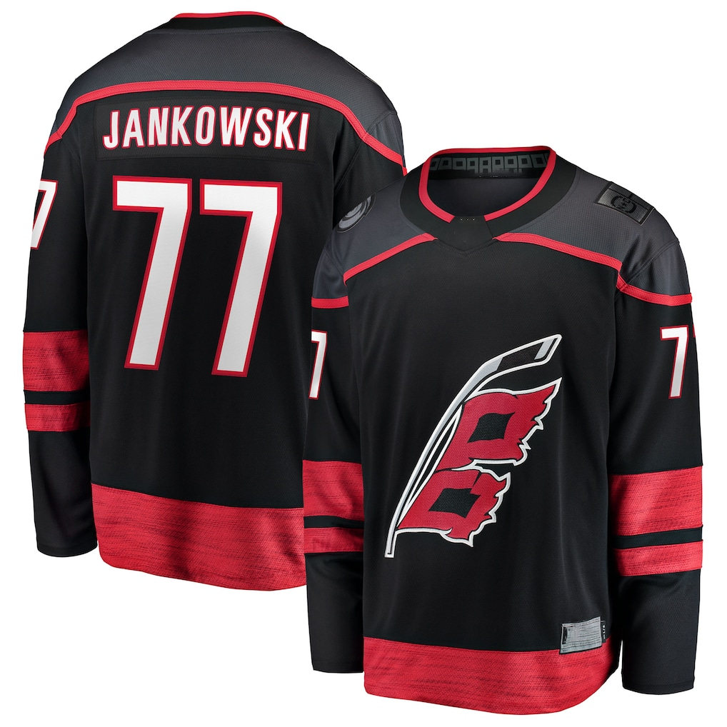 Elroe C.Hurricanes #77 Mark Jankowski Black Home Breakaway Stitched Jerseys