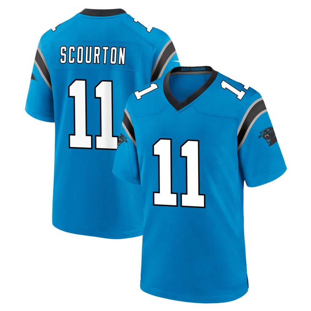 Elroe C.Panthers #11 Nic Scourton Player Blue Home Game Stitched Jerseys