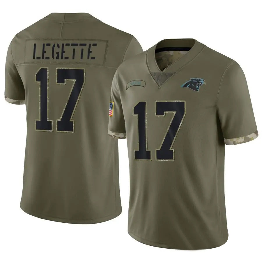 Elroe C.Panthers #17 Xavier Legette Player Salute To Service Olive Stitched Jerseys