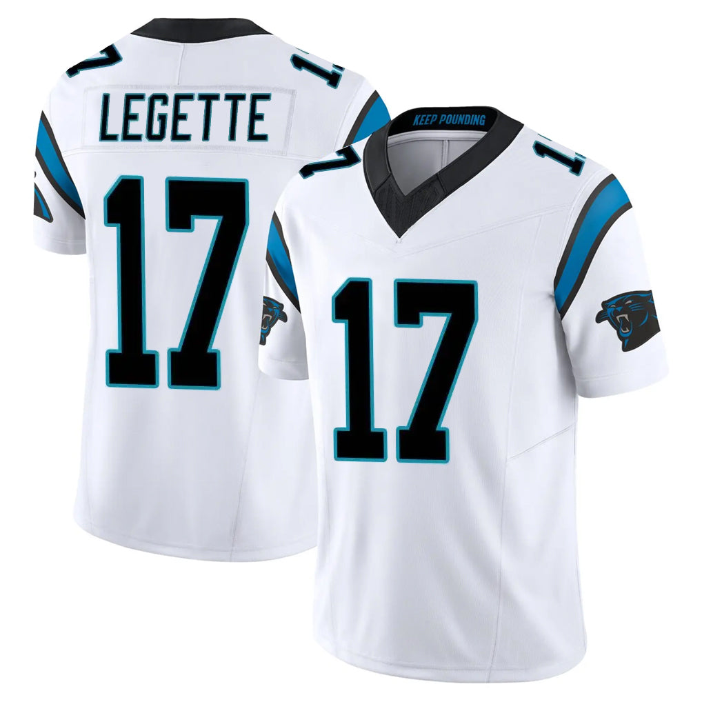 Elroe C.Panthers #17 Xavier Legette Player White Vapor F.U.S.E. Limited Home Game Stitched Jerseys
