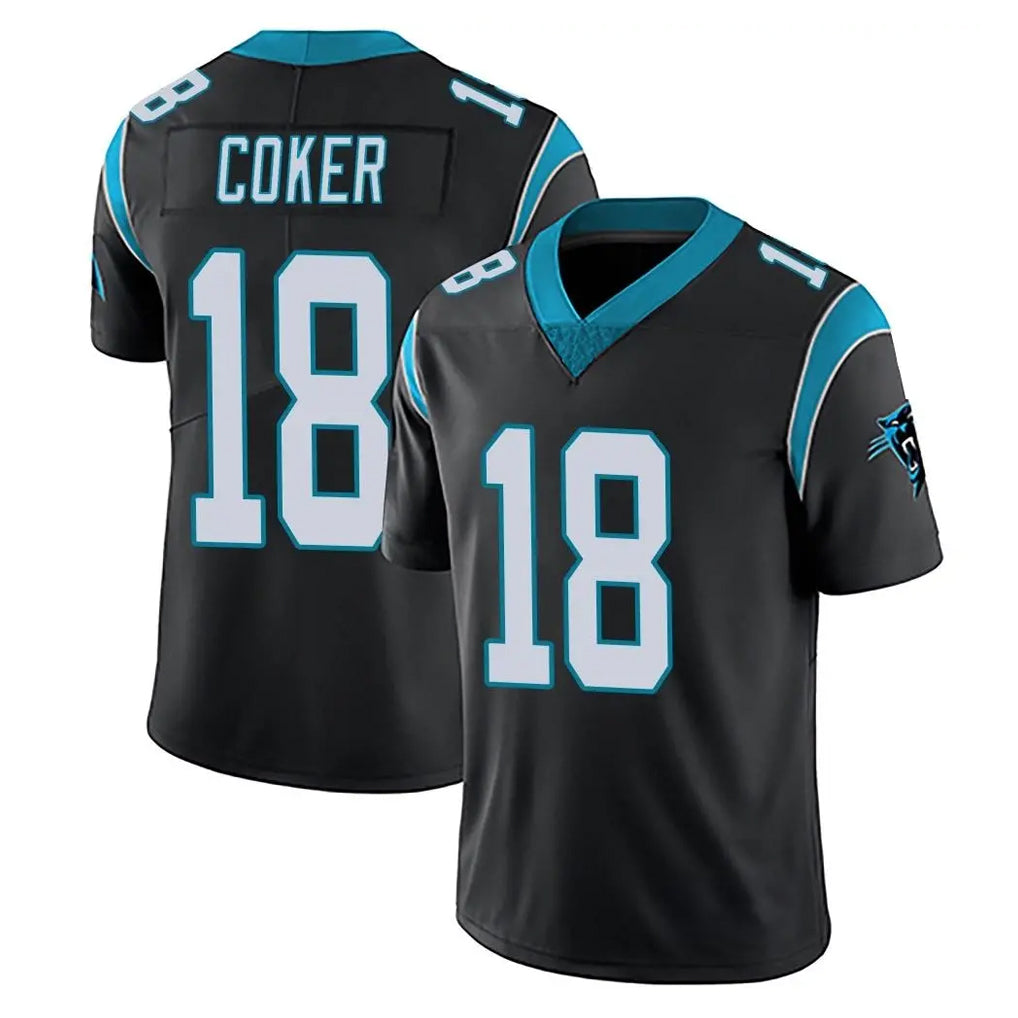Elroe C.Panthers #18 Jalen Coker Player Black Vapor Untouchable Limited Game Stitched Jerseys