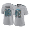Elroe C.Panthers #18 Jalen Coker Player Gray Atmosphere Fashion Game Stitched Jerseys