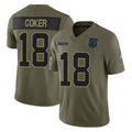 Elroe C.Panthers #18 Jalen Coker Player Olive Salute to Service Limited Home Game Stitched Jerseys