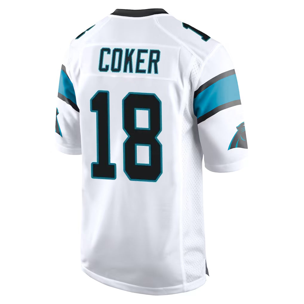 Elroe C.Panthers #18 Jalen Coker Player White Game Stitched Jerseys